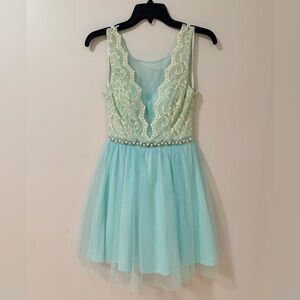 Light Blue Lace Bodice Dress